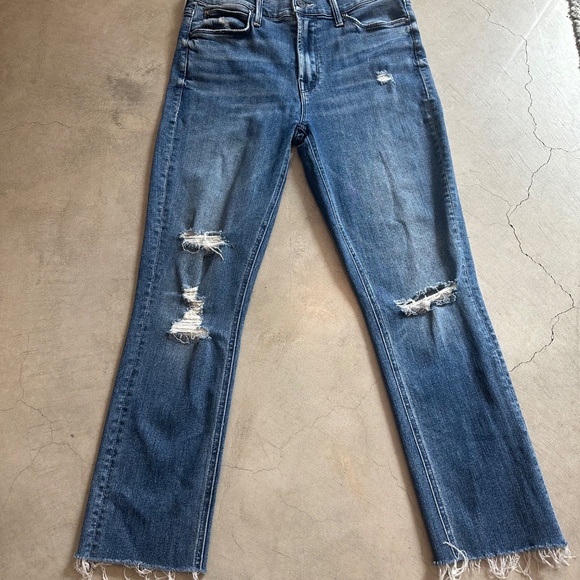 MOTHER Blue Distressed Ankle Jeans - Picture 2 of 9
